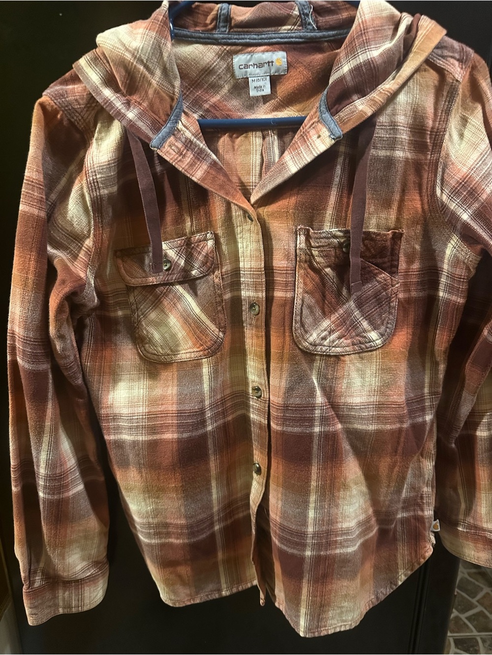 Carhartt Women's Hooded Flannel Plaid Shirt - Size Medium - Excellent Condition